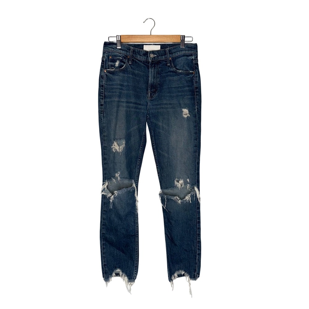 Mother The Flirt Ankle Jeans Women 28 Blue Good Distressed Ripped Superior